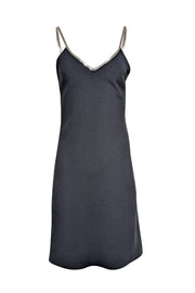 Current Boutique-Ba&sh - Black Crepe Slip Dress w/ Silver Toned Chain Trim Sz XS