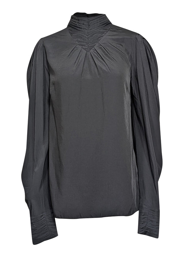 Current Boutique-Ba&sh - Black Pleated Crepe de Chine Blouse Sz 8