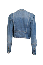 Current Boutique-Ba&sh - Blue Medium Wash Cropped Denim Jacket Sz L