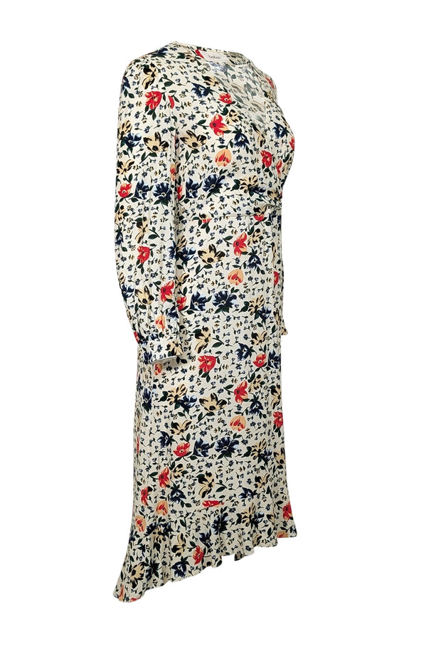 Current Boutique-Ba&sh - Ecru w/ Red & Blue Floral Print Midi Dress Sz 4