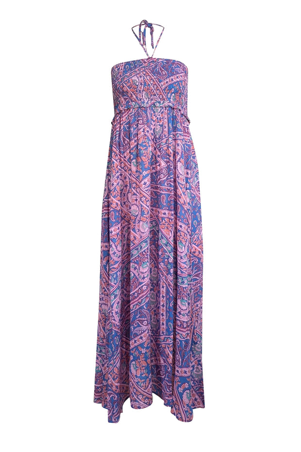 Current Boutique-Ba&sh - Pink & Blue "Friska" Halter Dress Sz S