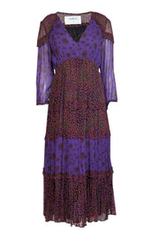 Current Boutique-Ba&sh - Purple & Black Multi Print Maxi Dress Sz 10