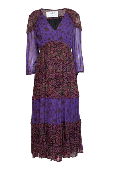 Current Boutique-Ba&sh - Purple & Black Multi Print Maxi Dress Sz 10