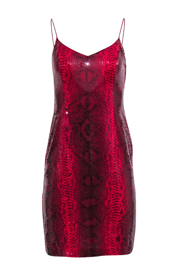 Current Boutique-Basix II - Red Silk Sequin Sleeveless Mini Dress Sz 4