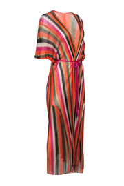 Current Boutique-Beliza - Orange & Multi Color Stripe Over Up Dress Sz One Size