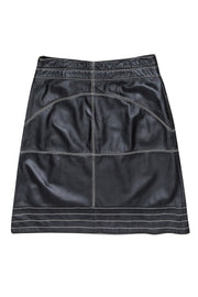 Current Boutique-Benedikte Utzon - Dark Brown Leather Skirt w/ Contrast Stitching Sz L