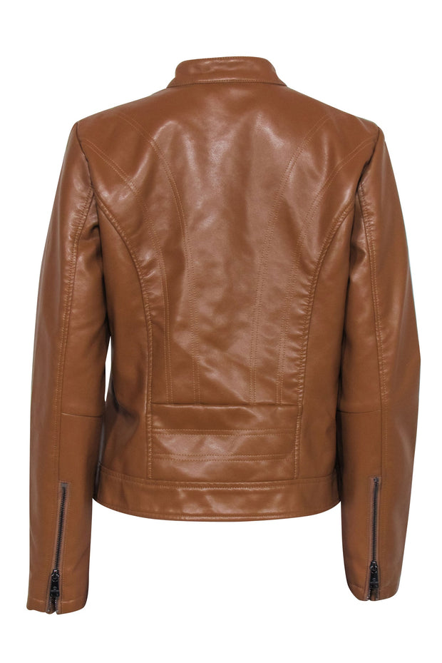 Current Boutique-Bernardo - Tan Vegan Leather Zipper Front Jacket Sz M