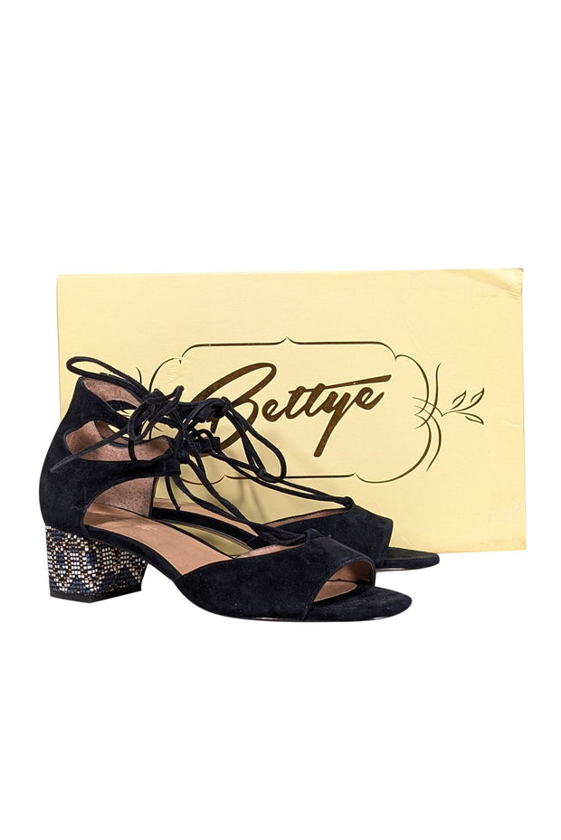 Current Boutique-Bettye Muller - Black Suede Open Toe Pumps Sz 8.5