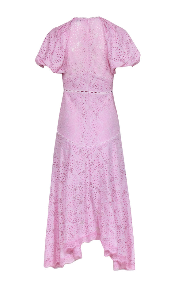 Current Boutique-Beulah - Pink Eyelet Short Sleeve Maxi Dress Sz S