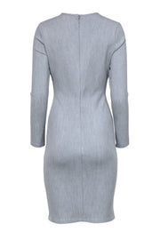 Current Boutique-Black Halo – Light Grey Ribbed Long Sleeve Sheath Dress Sz 4