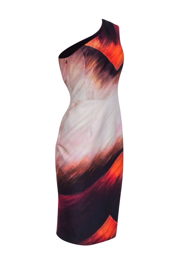 Current Boutique-Black Halo - Pink, Purple, & Orange Ombre One Shoulder Dress Sz 8