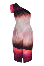 Current Boutique-Black Halo - Pink, Purple, & Orange Ombre One Shoulder Dress Sz 8