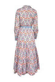 Current Boutique-Boden - White w/ Pink & Blue Paisley Print Cotton Midi Dress Sz 4