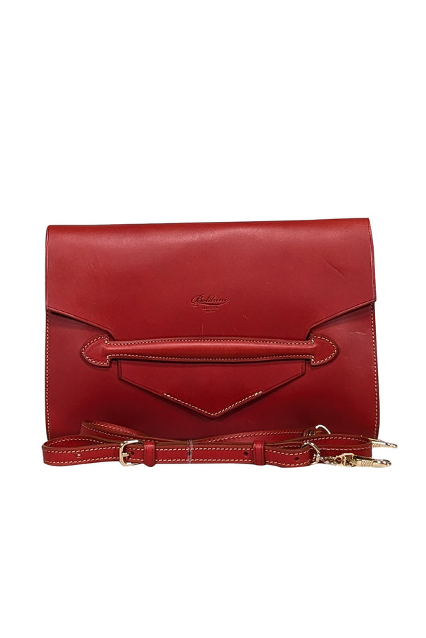 Current Boutique-Boldrini - Red Leather Envelope Clutch