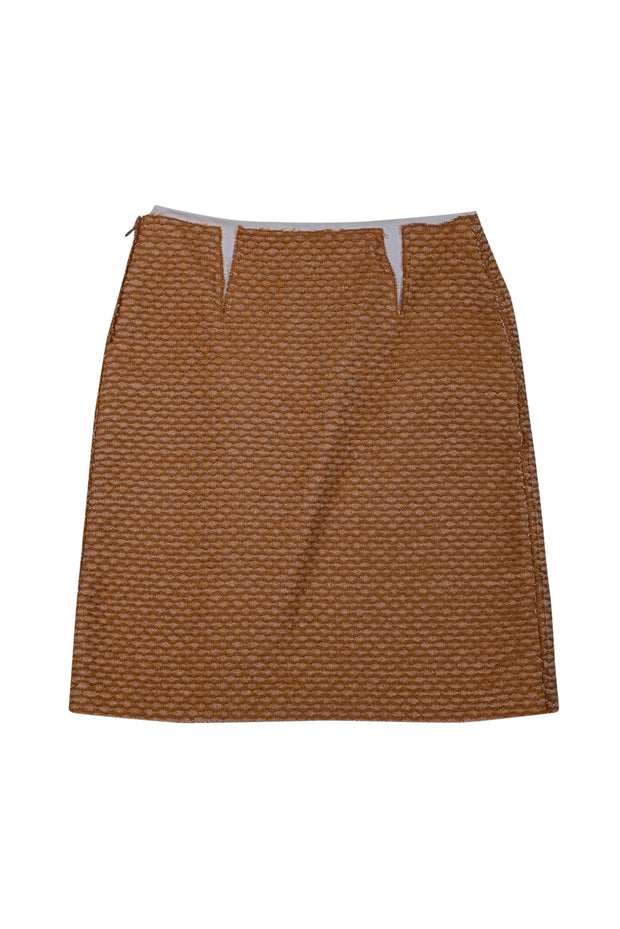 Current Boutique-Bottega Veneta - Tan Woven Detail Skirt Sz 2