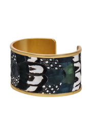 Current Boutique-Brackish - Green, Navy, & Gold Feather Cuff Bracelet