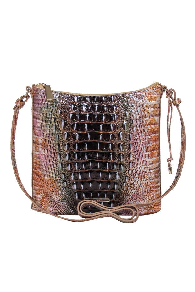 Current Boutique-Brahmin - Gold Multi Ombre Croc Embossed Leather Crossbody Bag