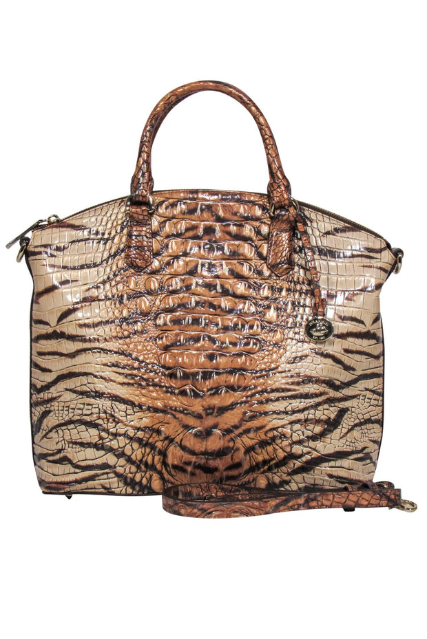 Current Boutique-Brahmin - Tan & Brown "Feline Ombre Melbourne" Satchel Bag