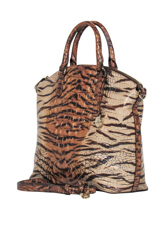 Current Boutique-Brahmin - Tan & Brown "Feline Ombre Melbourne" Satchel Bag