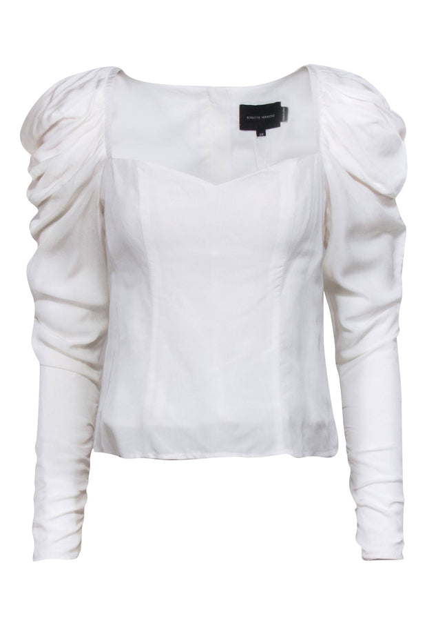 Current Boutique-Brigitte Herskind - Ivory Puff Shoulder Blouse Sz 4