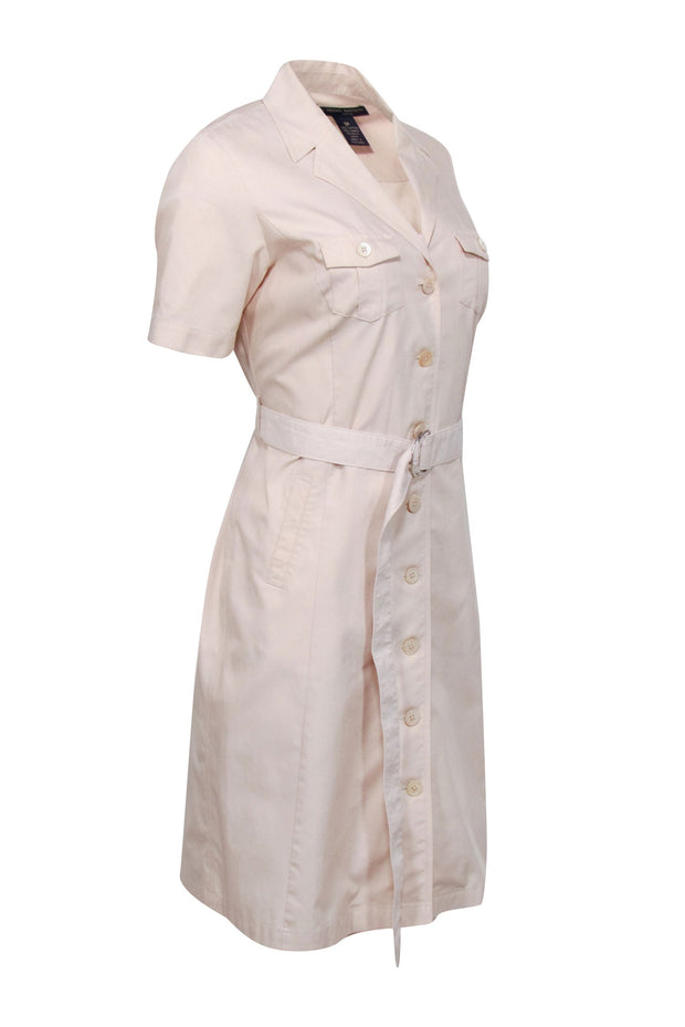 Current Boutique-Brooks Brothers - Beige Belted Shirt Dress Sz 8P