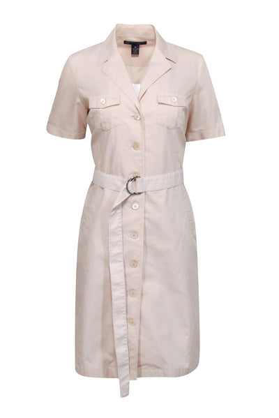 Current Boutique-Brooks Brothers - Beige Belted Shirt Dress Sz 8P