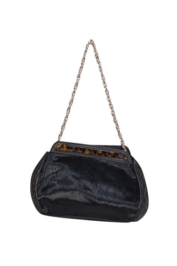 Current Boutique-Brooks Brothers - Black Calf Hair Chain Strap Handbag