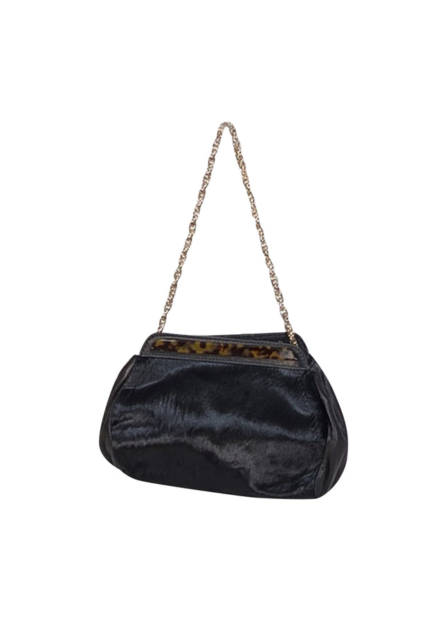 Current Boutique-Brooks Brothers - Black Calf Hair Chain Strap Handbag