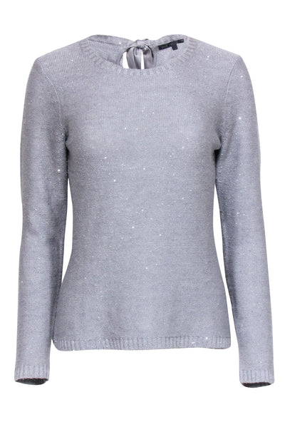 Current Boutique-Brooks Brothers - Grey Sequin Embellished Knit Sweater Sz M