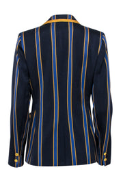 Current Boutique-Brooks Brothers - Navy, Blue, & Gold Striped Wool Blend Blazer Sz 6