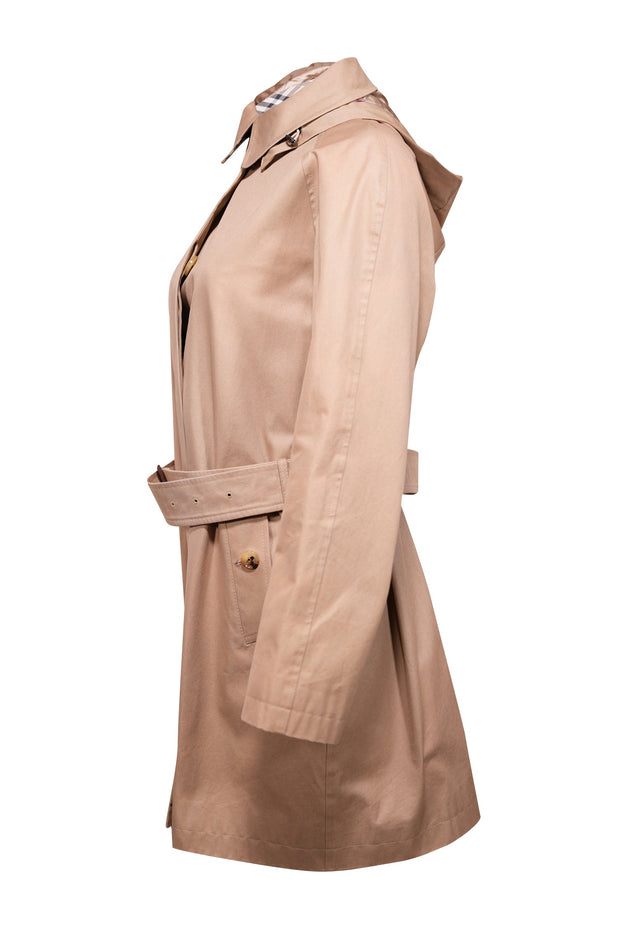 Current Boutique-Burberry - Beige Hooded Trench Coat Sz 10P