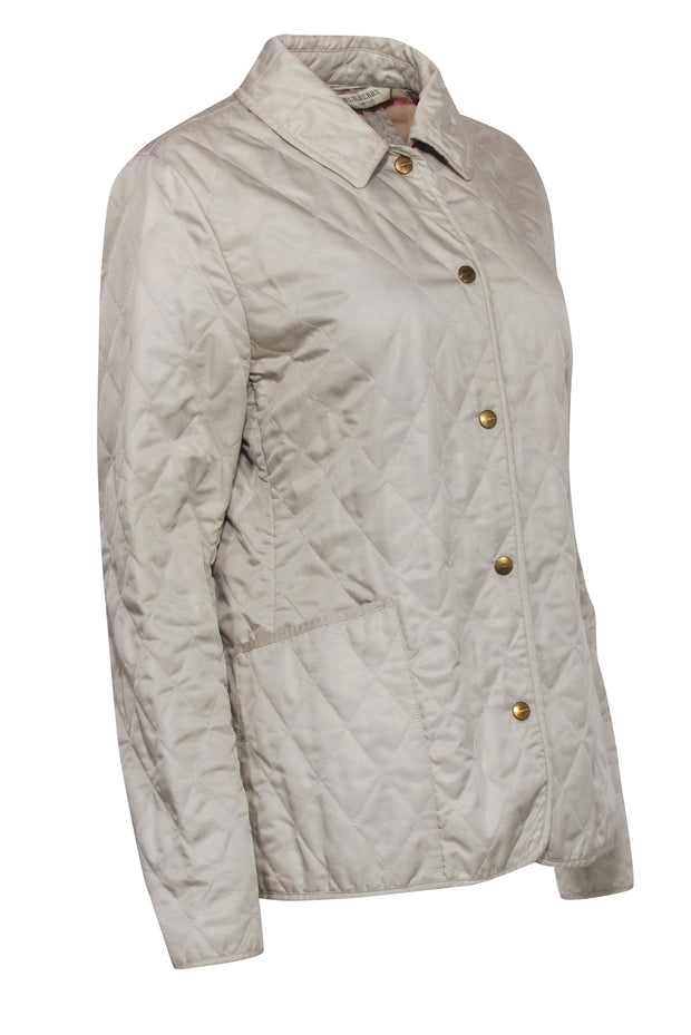 Current Boutique-Burberry - Beige Quilted Button Front Jacket Sz M