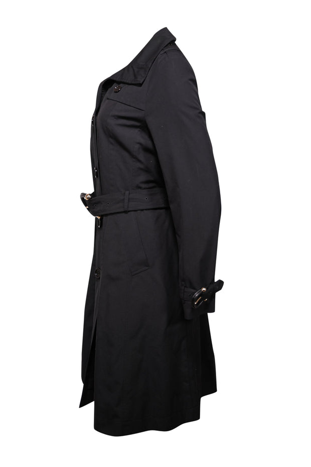 Current Boutique-Burberry - Black Belted Trench Coat Sz XS