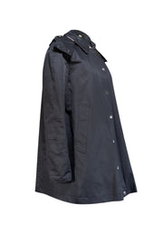 Current Boutique-Burberry - Black Button Front Hooded Trench Coat Sz 14