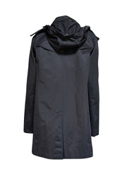 Current Boutique-Burberry - Black Button Front Hooded Trench Coat Sz 14