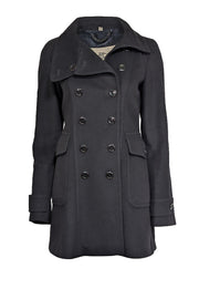 Current Boutique-Burberry - Black Double Breasted Pea Coat Sz 6