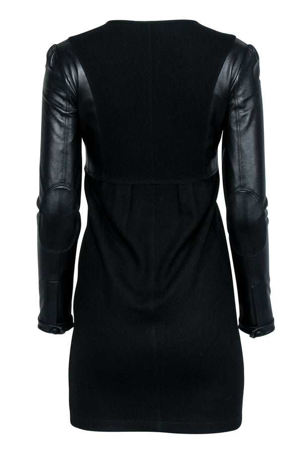 Current Boutique-Burberry - Black Leather Long Sleeve Mini Dress Sz 2