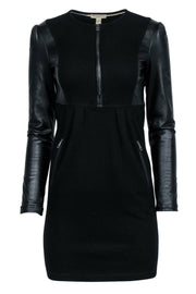 Current Boutique-Burberry - Black Leather Long Sleeve Mini Dress Sz 2