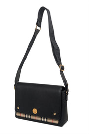 Current Boutique-Burberry - Black Leather & Vintage Check Note Crossbody Bag