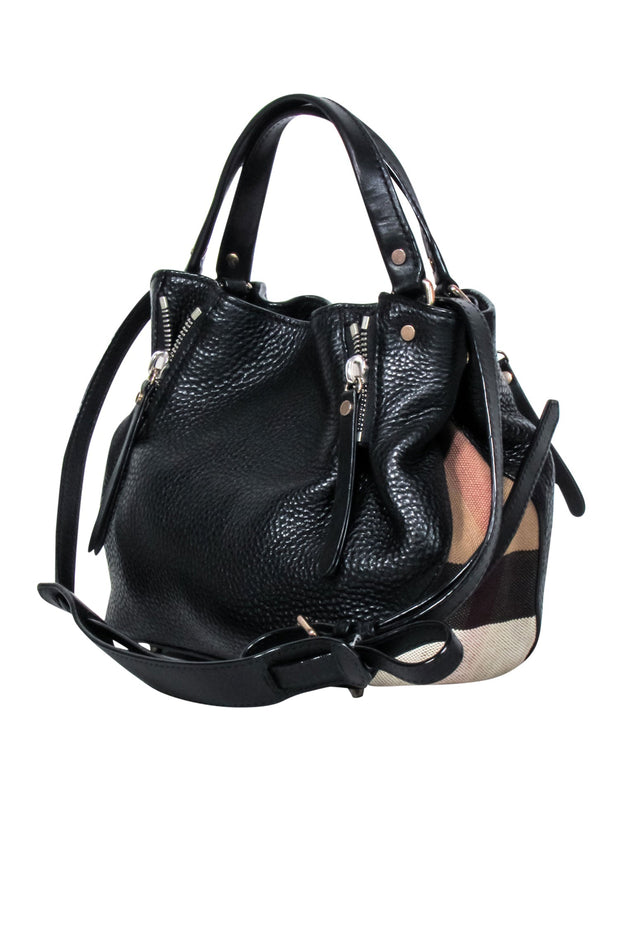 Current Boutique-Burberry - Black Leather w/ Signature Plaid Sides Crossbody Bag