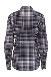 Current Boutique-Burberry Brit - Grey Classic Plaid Button Front Sz M