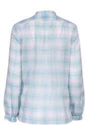 Current Boutique-Burberry Brit - Light Blue & White Semi-Sheer Plaid Blouse Sz M