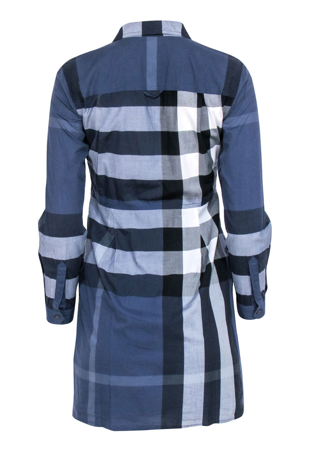 Current Boutique-Burberry Brit - Navy Plaid Long Sleeve Dress Sz 4