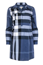 Current Boutique-Burberry Brit - Navy Plaid Long Sleeve Dress Sz 4