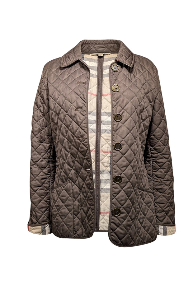 Current Boutique-Burberry - Brown Quilted Button Front Jacket Sz M