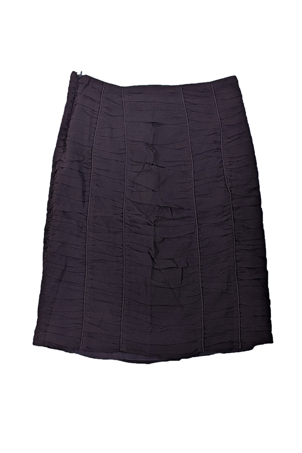 Current Boutique-Burberry - Brown Ruched Silk Blend Pencil SkirtSz 4