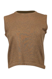 Current Boutique-Burberry - Green & Brown Mix Cashmere Sleeveless Knit Top Sz M