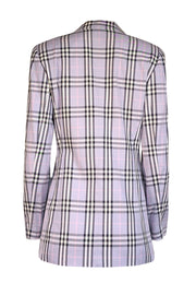 Current Boutique-Burberry - Lavender & Navy Plaid Three Button Blazer Sz 6