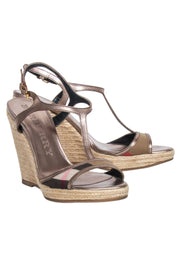 Current Boutique-Burberry - Metallic Strap w/ Signature Plaid Espadrille Wedges Sz 8