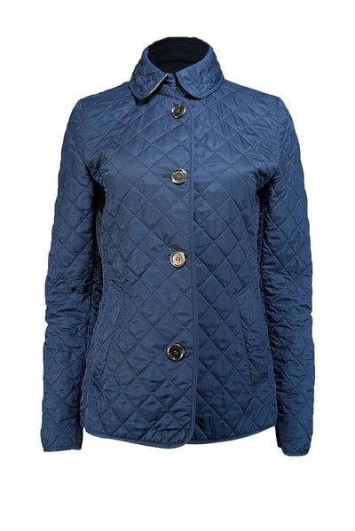 Current Boutique-Burberry - Navy Blue Quilted Button Front Jacket Sz S